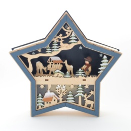 LUMIDA LED ウッドデコ スター形 自動オンオフタイマー付