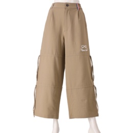 PERSONS エンブロイダリーサイドリボンワイドストレートパンツ