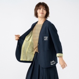 PERSONS エンブロイダリーカラーレスジャケット