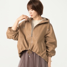 インベルナーレ コーティングレザーフーディーブルゾン