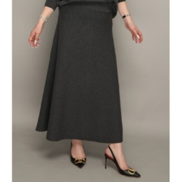 Anne Coquine ウールミックスニットロングフレアスカート