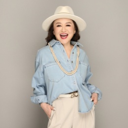 Anne Coquine ストレッチインレイデニムリラックスシャツ