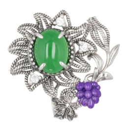 ウィリアム・モリス シルバー925グリーンメノウひまわりブローチ