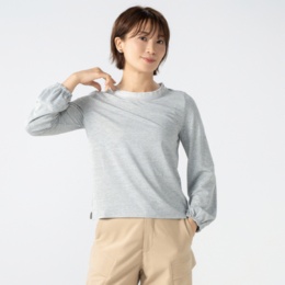 KawaiOkada 衿異素材のパフスリーブプルオーバー