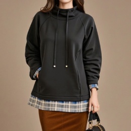 Provador ふわぽか裏起毛 チェック切替チュニック