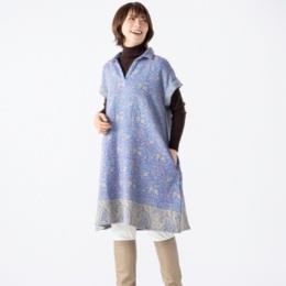 myM 暖か軽量襟付きチュニックベスト