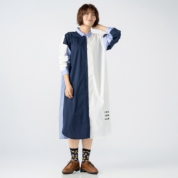 PERSONS マルチカラーシャツワンピース