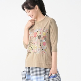 PERSONS グラフィティフラワー刺繍Tシャツ