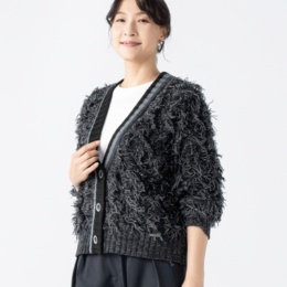 calma MIXカラーフリンジ ニットカーディガン