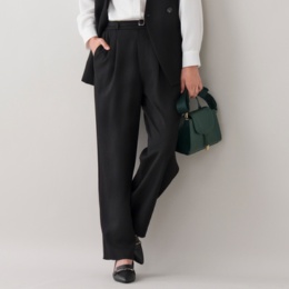 Provador 梳毛調ウーリッシュ ベルト付きワイドパンツ