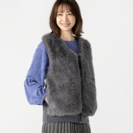 Remite ニット×ジップファージレ