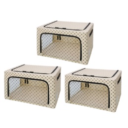 スタッキングできる 窓付き収納BOX 同色3個セット