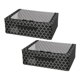 スタッキングできる 窓付き収納BOX ハーフ 同色2個