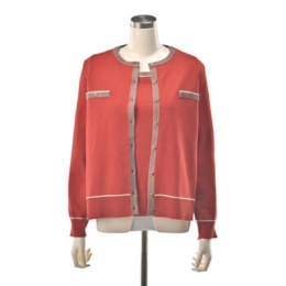 CARRIERE 上品ラメ使い配色アクセントニットアンサンブル