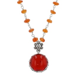 ラフィネ シルバー925 レッド琥珀ペンダントヘッド付ネックレス