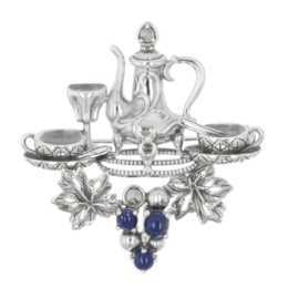 ラフィネ シルバー925 ラピスラズリティーセットブローチ[モネ]