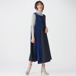 SUPERLADY 稲妻ベロア裾フレアジャンパースカート