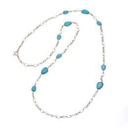 アリゾナターコイズ18KYGステーションネックレス計12.0ctUP