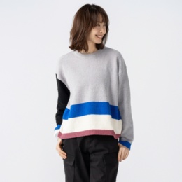 KiKKi 配色ハーフモールニットプルオーバー