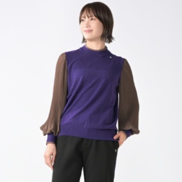 PCD 異素材プリーツスリーブニットプルオーバー