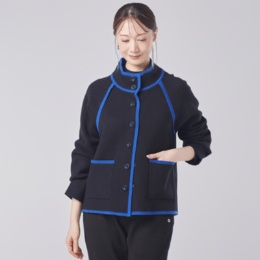 PCD 配色ラインのスタンドカラーニットジャケット