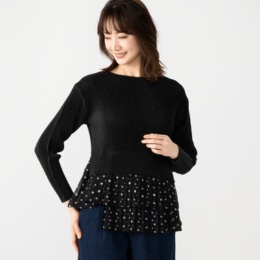 SPECCHIO シャトルプリーツフリーサイズドッキングトップス