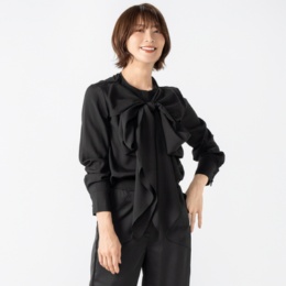 MASAGO タイ付きエレガントシフォンブラウス