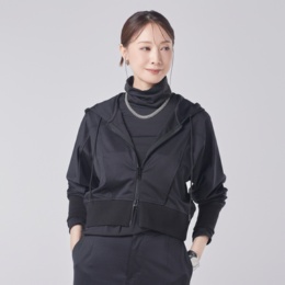 MASAGO ウーブンライクジャージショートパーカー