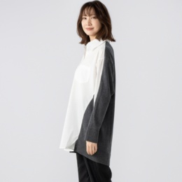 MASAGO ニット使いの切替シャツ