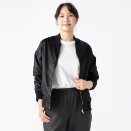 Provador レザー調スウェット ZIPブルゾン