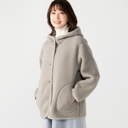 MINHA KILAKILA フーディーリバーシブルショートコート