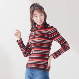 CORNPOPPER タートルネックボーダーニットプルオーバー