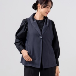 YukaKoshino フェイクフード付きジレ