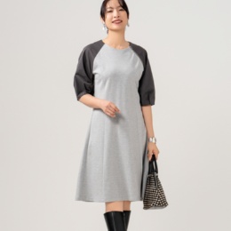 YukaKoshino 異素材使いのパネル切替ワンピース