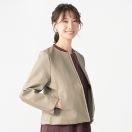 CARRIERE 合皮ノーカラージャケット