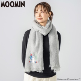 ルナジュメール ネット限定 ムーミン 刺繍ブークレシャギーストール