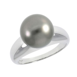 越田雅哉 シルバー925 黒蝶真珠 10mm珠リング