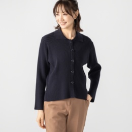 エニワイズ 衿付きデザインのきれいめリブカーディガン