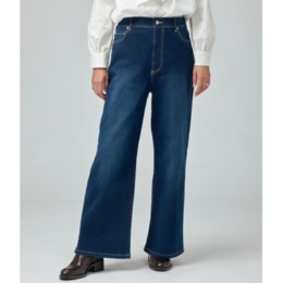 BELLE BOUDOIR ウエストニットワイドストレートデニムパンツ