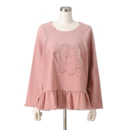  PERSONS フラワーパッチデニムトップス