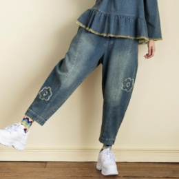  PERSONS 選べる股下フラワーパッチデニムキャットパンツ