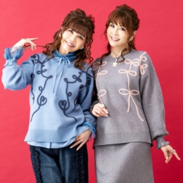 &LOVE シャギーコード刺繍のときめきニットプルオーバー