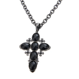  ブラックカルセドニー クロス ペンダント [ヴィルマ]