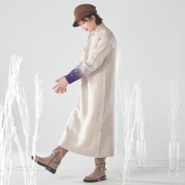 calma 選べる着丈 袖グラデふわりニットワンピース