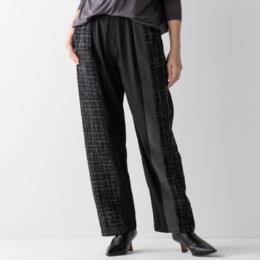 calma 選べる股下 シェニールMIX ワイドストレートパンツ