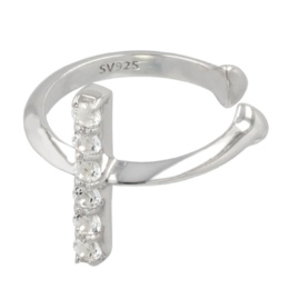 シルバー925ホワイトトパーズバーデザイン片耳用イヤーカフ