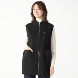 MORNMAGIE 軽いスポンジニット ダブルジップジレ