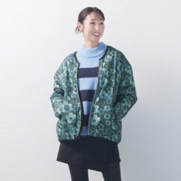 MORNMAGIE 花プリントとボアのリバーシブルブルゾン
