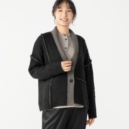 ModdedAnce ショールカラーブークレニットカーディガン