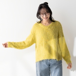 MERCI GRACE ミックス調フワフワシャギーニットプルオーバー